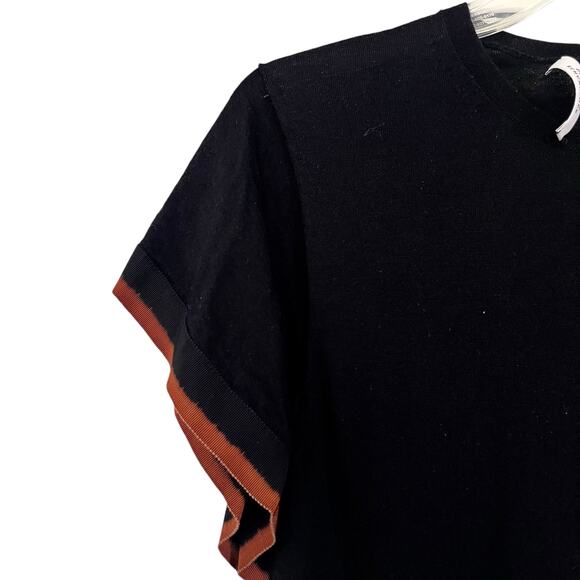 Dorothee Schumacher Black Contrast Flutter Short Sleeve Crewneck Sweater Size 1 - Picture 3 of 10